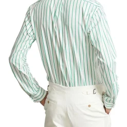 Alternative view of Best deal ❤️ Polo Ralph Lauren Custom Fit Striped Stretch Poplin ???? Shirt In Green/White ????