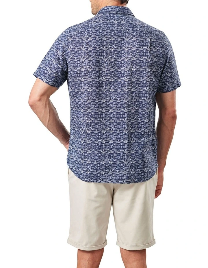 Best Sale ✨ Gazman Casual Fish Print Short Sleeve ???? Shirt In Navy ???? 4 Best Sale ✨ Gazman Casual Fish Print Short Sleeve ???? Shirt In Navy ???? - Image 2