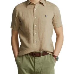 Wholesale ???? Polo Ralph Lauren Classic Fit Linen ???? Shirt In Beige ????