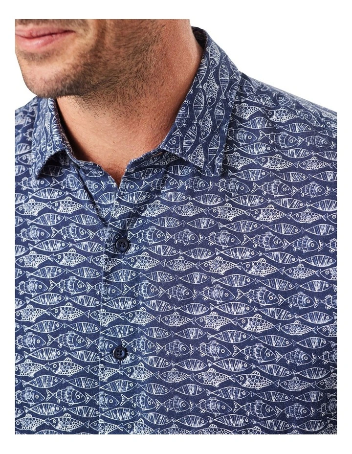 Best Sale ✨ Gazman Casual Fish Print Short Sleeve ???? Shirt In Navy ???? 5 Best Sale ✨ Gazman Casual Fish Print Short Sleeve ???? Shirt In Navy ???? - Image 3