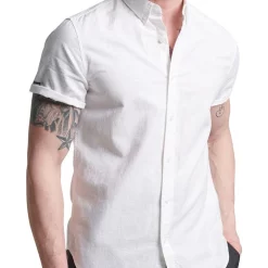 Best Pirce ???? Superdry Studios Linen Short Sleeve ???? Shirt In Optic White ⭐