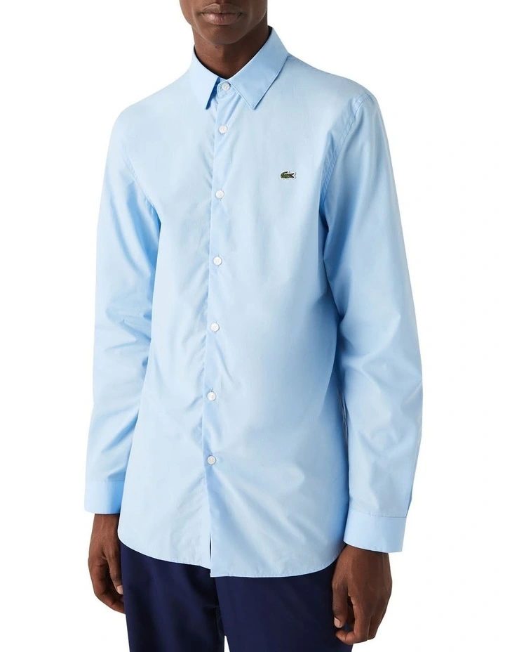 Promo ???? Lacoste Long Sleeve Slim Stretch Poplin ???? Shirt In Overview Blue ❤️ 6 Promo ???? Lacoste Long Sleeve Slim Stretch Poplin ???? Shirt In Overview Blue ❤️ - Image 4