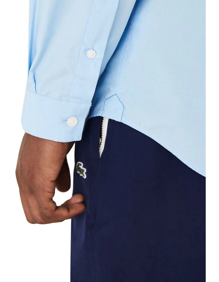 Promo ???? Lacoste Long Sleeve Slim Stretch Poplin ???? Shirt In Overview Blue ❤️ 7 Promo ???? Lacoste Long Sleeve Slim Stretch Poplin ???? Shirt In Overview Blue ❤️ - Image 5