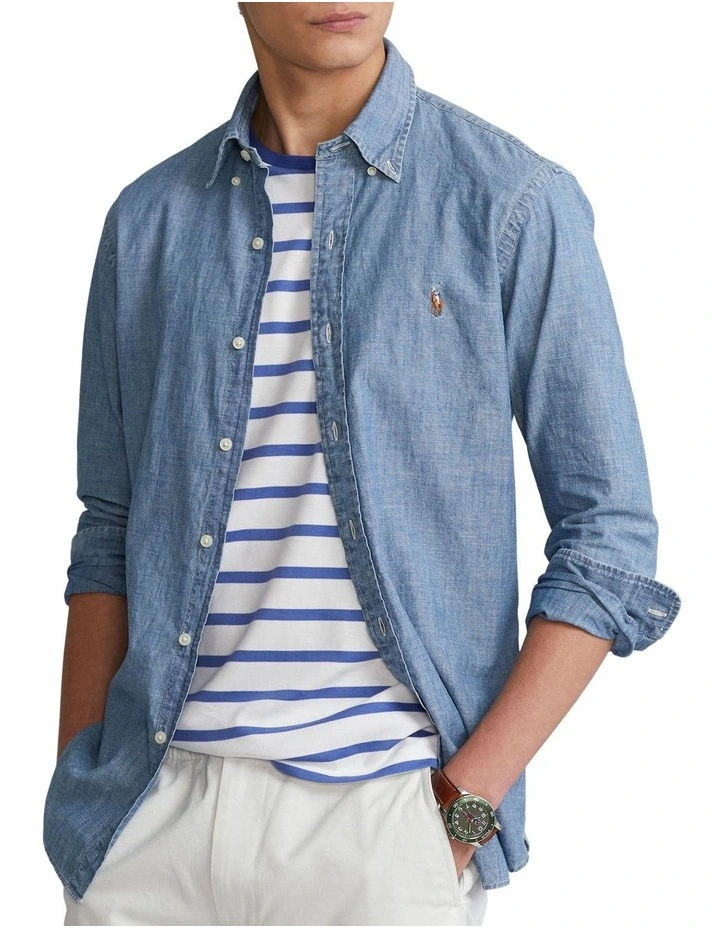 Discount ???? Polo Ralph Lauren Classic Fit Indigo Chambray ???? Shirt In Blue ???? 3 Discount ???? Polo Ralph Lauren Classic Fit Indigo Chambray ???? Shirt In Blue ????