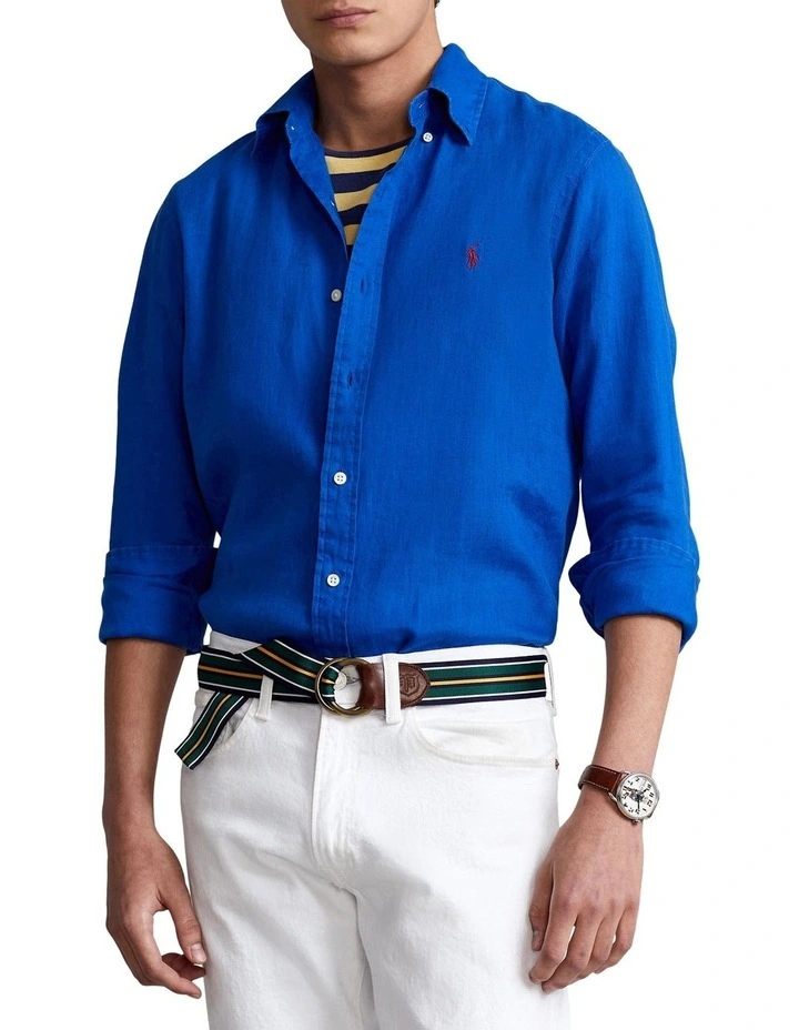Best Sale ???? Polo Ralph Lauren Classic Fit Linen ???? Shirt In Blue ???? 3 Best Sale ???? Polo Ralph Lauren Classic Fit Linen ???? Shirt In Blue ????
