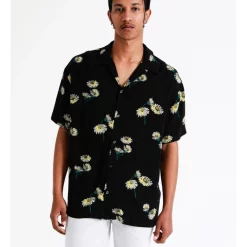 New ???? Jack & Jones Daisy Resort Short Sleeve ???? Shirt In Black/Multi ✔️