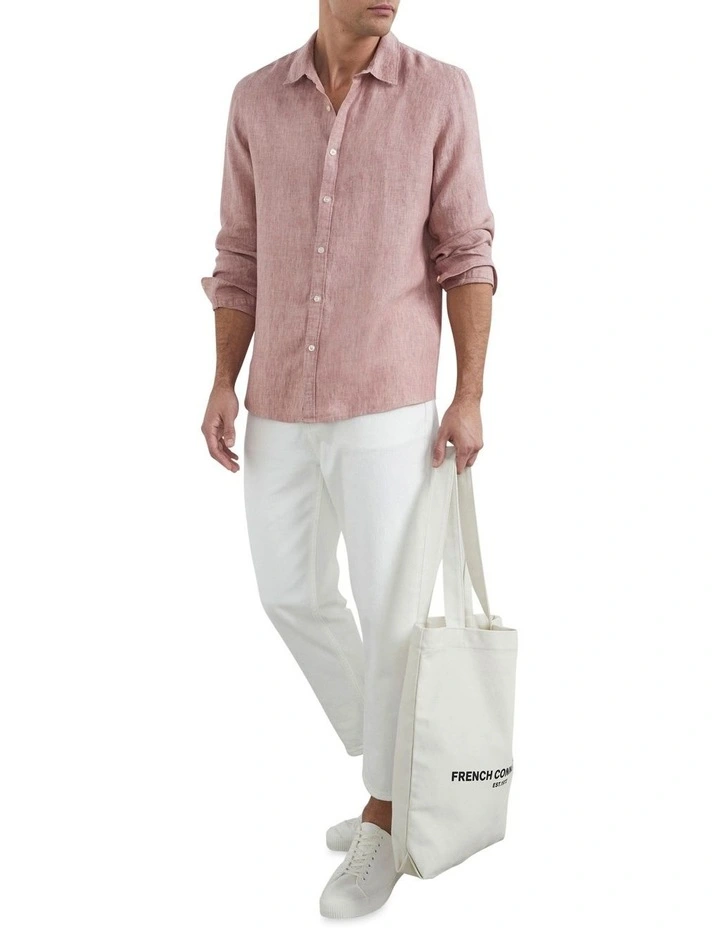 Deals ⭐ French Connection Linen Classic Fit ???? Shirt In Raspberry Melange ???? 4 Deals ⭐ French Connection Linen Classic Fit ???? Shirt In Raspberry Melange ???? - Image 2