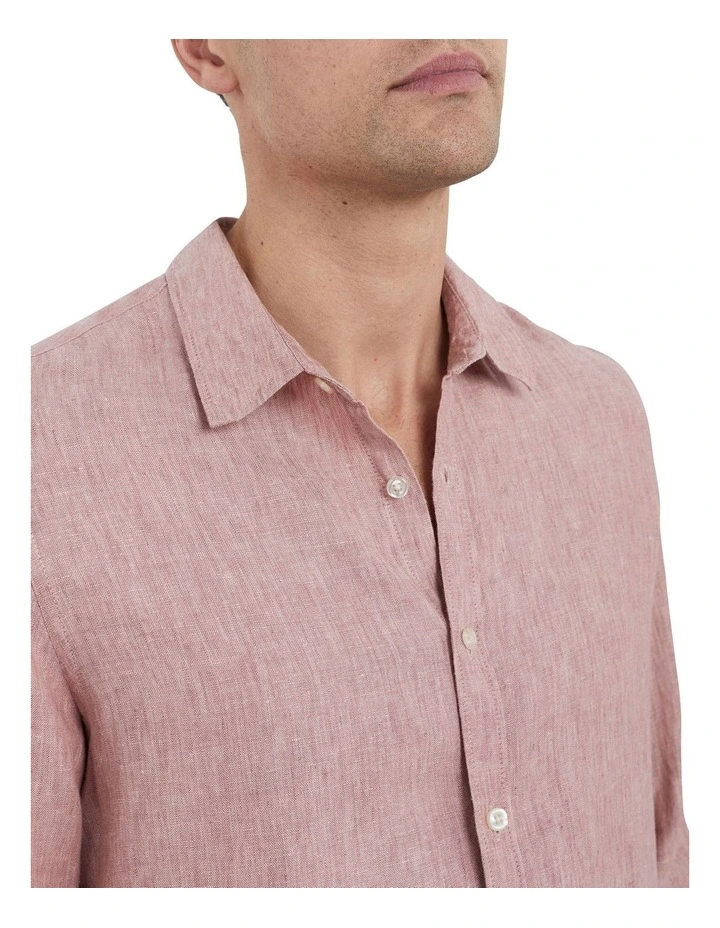 Deals ⭐ French Connection Linen Classic Fit ???? Shirt In Raspberry Melange ???? 6 Deals ⭐ French Connection Linen Classic Fit ???? Shirt In Raspberry Melange ???? - Image 4