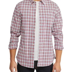 Deals ⭐ Oxford Portland Seersucker Check Regular ???? Shirt In Blue/Red ⌛