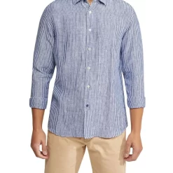 Wholesale ???? Oxford Holloway Pure Linen Striped ???? Shirt In Navy ????