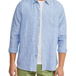 Best deal ???? Oxford Holloway Pure Linen Striped ???? Shirt In Sky ????
