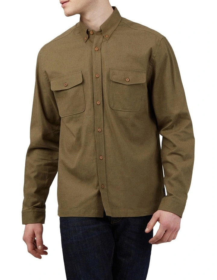 Flash Sale ???? Ben Sherman Cotton Linen Overshirt In Dark Khaki ???? 3 Flash Sale ???? Ben Sherman Cotton Linen Overshirt In Dark Khaki ????