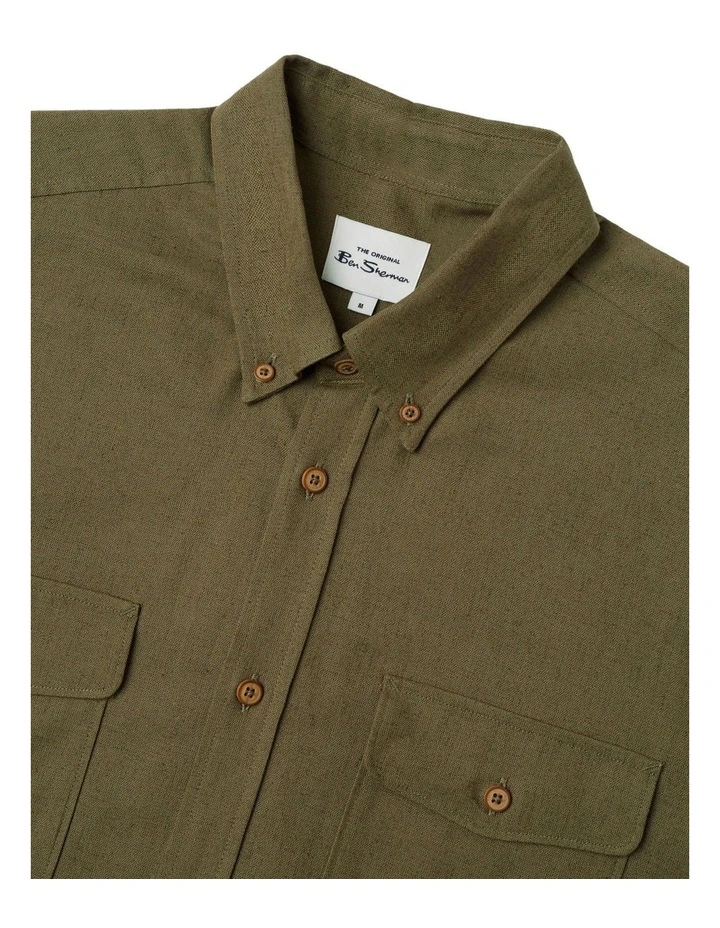 Flash Sale ???? Ben Sherman Cotton Linen Overshirt In Dark Khaki ???? 7 Flash Sale ???? Ben Sherman Cotton Linen Overshirt In Dark Khaki ???? - Image 5
