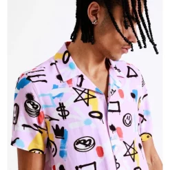 Alternative view of Deals ???? Kenji Acland Print Short Sleeve Rayon ???? Shirt In Purple ❤️