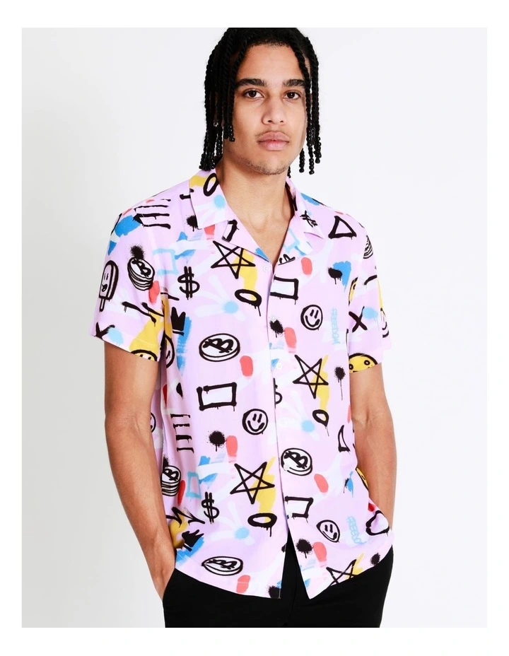 Deals ???? Kenji Acland Print Short Sleeve Rayon ???? Shirt In Purple ❤️ 5 Deals ???? Kenji Acland Print Short Sleeve Rayon ???? Shirt In Purple ❤️ - Image 3