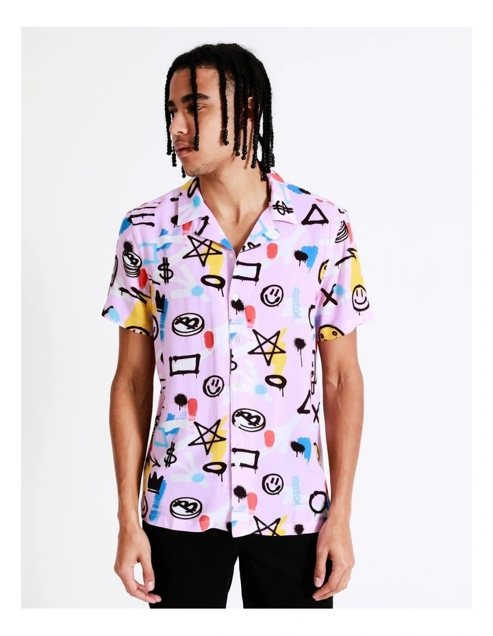 Deals ???? Kenji Acland Print Short Sleeve Rayon ???? Shirt In Purple ❤️ 7 Deals ???? Kenji Acland Print Short Sleeve Rayon ???? Shirt In Purple ❤️ - Image 5