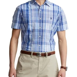 Best Sale ???? Polo Ralph Lauren Classic Fit Plaid Seersucker ???? Shirt In Blue Multi ????