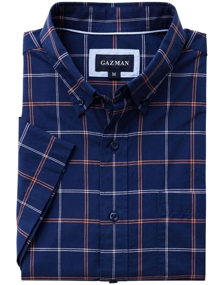 Promo ???? Gazman Casual Madras Check Short Sleeve ???? Shirt In Navy ???? 6 Promo ???? Gazman Casual Madras Check Short Sleeve ???? Shirt In Navy ???? - Image 4
