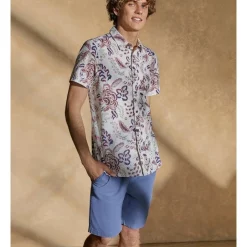 Alternative view of Deals ???? Maddox Belongil Linen Blend Print Short Sleeve ???? Shirt In Ecru ????