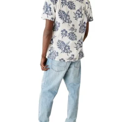 Alternative view of Wholesale ???? American Eagle Tropical Button-Up Resort ???? Shirt In White/Blue ✔️