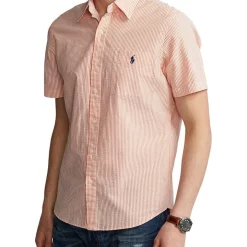 Budget ???? Polo Ralph Lauren RL Prepster Classic Fit Seersucker ???? Shirt In Orange ????