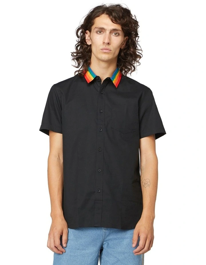 Outlet ???? Dangerfield Collar Rainbow Stripe ???? Shirt Black ???? 3 Outlet ???? Dangerfield Collar Rainbow Stripe ???? Shirt Black ????
