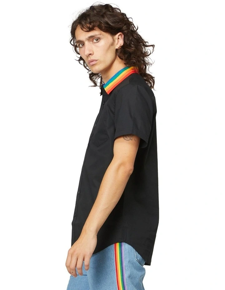 Outlet ???? Dangerfield Collar Rainbow Stripe ???? Shirt Black ???? 5 Outlet ???? Dangerfield Collar Rainbow Stripe ???? Shirt Black ???? - Image 3