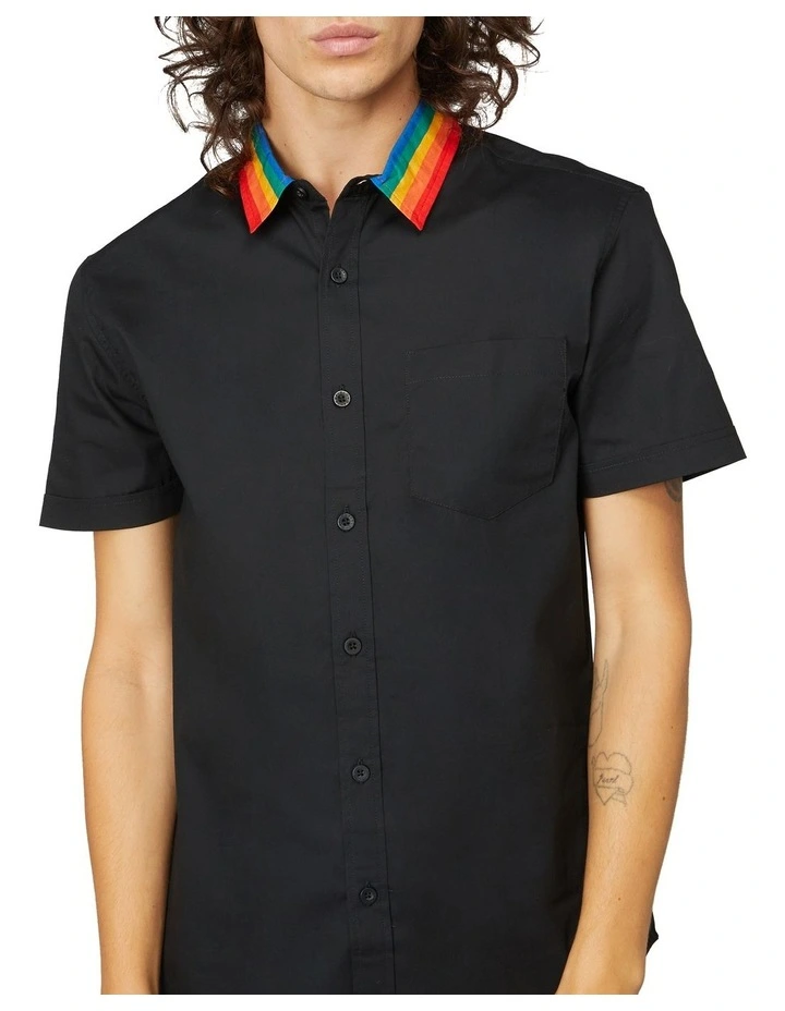 Outlet ???? Dangerfield Collar Rainbow Stripe ???? Shirt Black ???? 6 Outlet ???? Dangerfield Collar Rainbow Stripe ???? Shirt Black ???? - Image 4