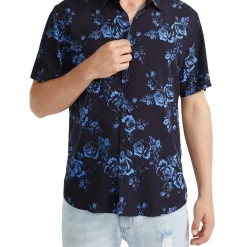 Coupon ⌛ Yd. Romantik Floral Viscose ???? Shirt Navy ⌛