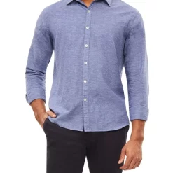 Best Pirce ???? Van Heusen Nevertuck Long Sleeve Linen ???? Shirt In Blue ????