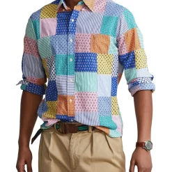 Best Pirce ✔️ Polo Ralph Lauren Classic Fit Patchwork Seersucker ???? Shirt In Multi ⭐