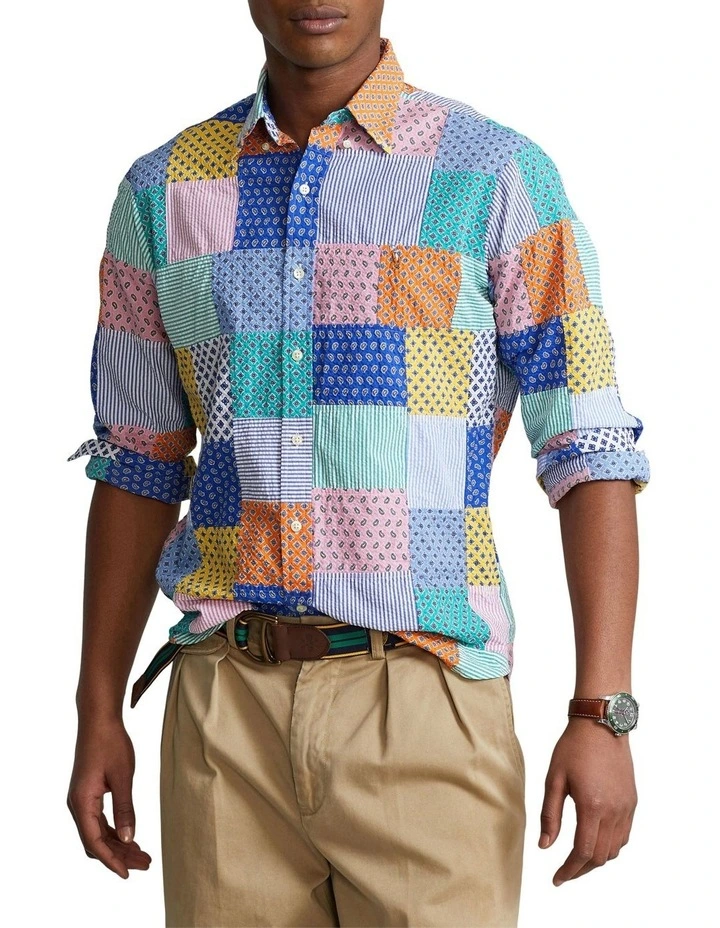 Best Pirce ✔️ Polo Ralph Lauren Classic Fit Patchwork Seersucker ???? Shirt In Multi ⭐ 3 Best Pirce ✔️ Polo Ralph Lauren Classic Fit Patchwork Seersucker ???? Shirt In Multi ⭐