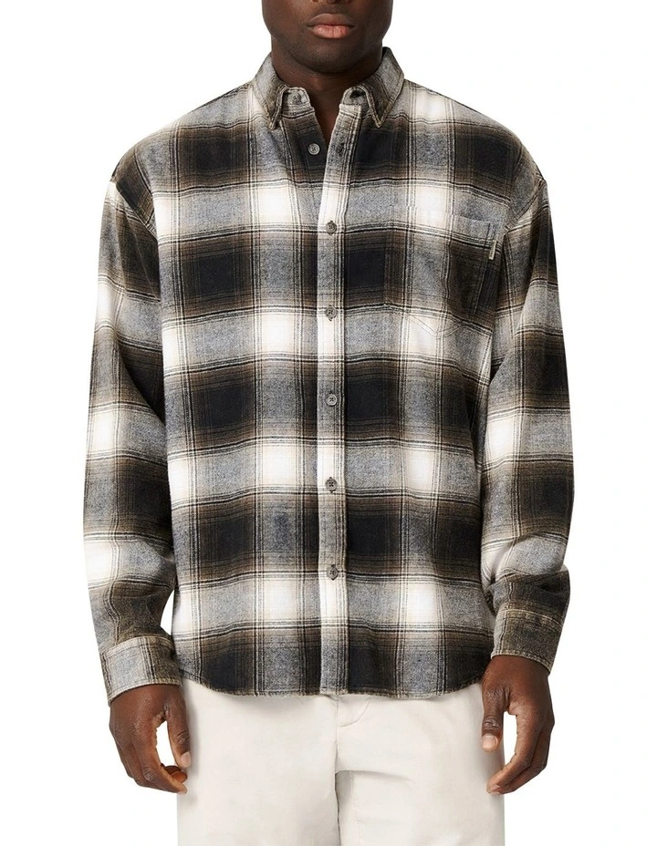 Top 10 ???? Industrie The Woodrow Long ???? Shirt In Charcoal/Off White ???? 3 Top 10 ???? Industrie The Woodrow Long ???? Shirt In Charcoal/Off White ????