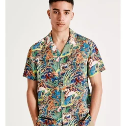Hot Sale ???? Kenji Desert Safari Print Short Sleeve Rayon ???? Shirt In Multi ????