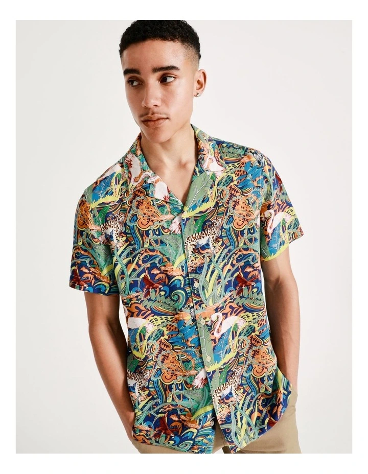Hot Sale ???? Kenji Desert Safari Print Short Sleeve Rayon ???? Shirt In Multi ???? 6 Hot Sale ???? Kenji Desert Safari Print Short Sleeve Rayon ???? Shirt In Multi ???? - Image 4