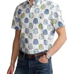 Wholesale ✔️ Polo Ralph Lauren Classic Fit Print Oxford ???? Shirt In Multi ????