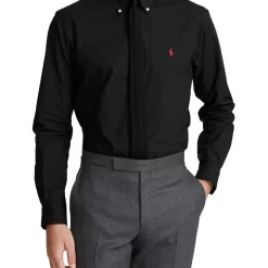 Outlet ✨ Polo Ralph Lauren Slim Fit Stretch Poplin ???? Shirt In Black ✔️