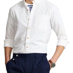Budget ⭐ Polo Ralph Lauren Slim Fit Textured ???? Shirt In White ????