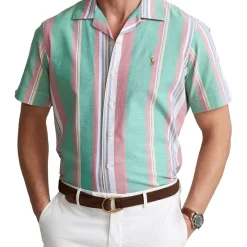 Discount ❤️ Polo Ralph Lauren Classic Fit Striped Oxford Camp ???? Shirt In Multi ????