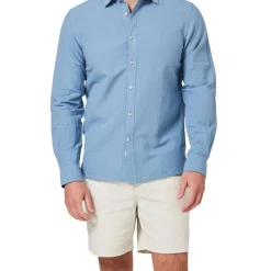 Discount ???? Blazer Collins Long Sleeve Linen Blend ???? Shirt In Blue ????
